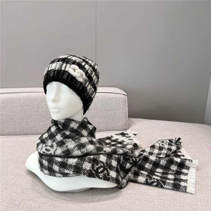 chanel hat and scarf set women's