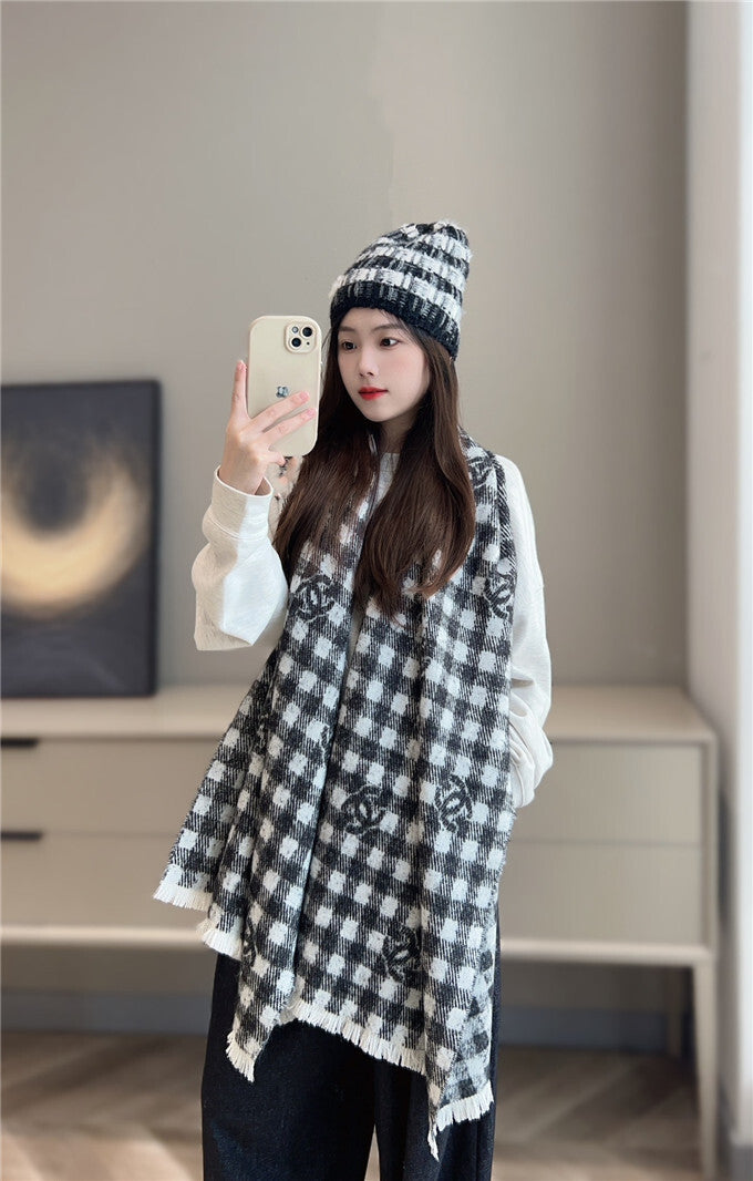 chanel hat and scarf set women's
